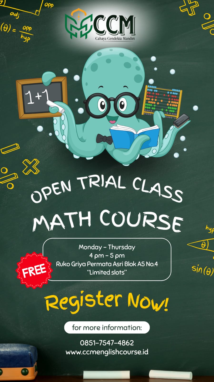 🎉 Woooow! CCM Hadirkan Program Baru: Math Course dengan Free Trial Class! 🎉